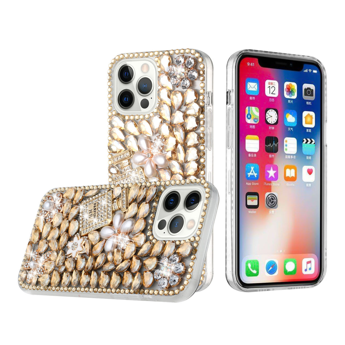 Iphone 13 (6.1Inch) Big Rock Diamond Case Gold