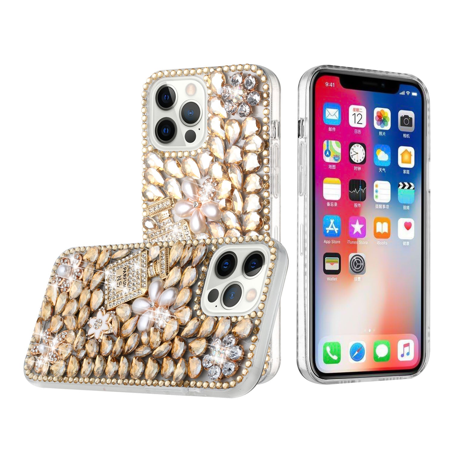 Iphone 13 (6.1Inch) Big Rock Diamond Case Gold