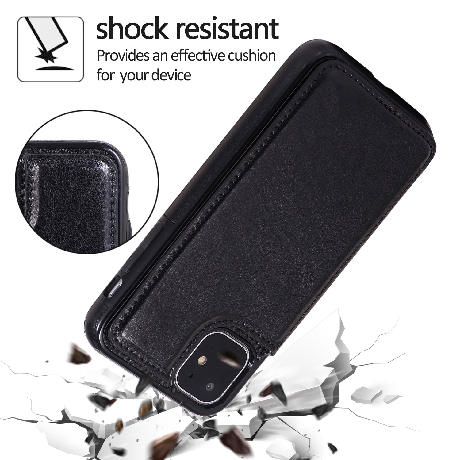 Iphone 13 (6.1 Inch) Leather Backflip Case Black