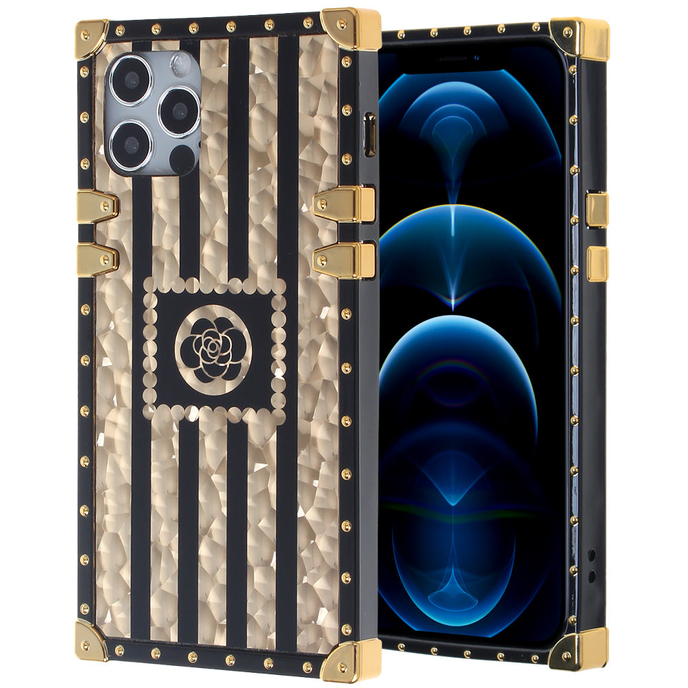Iphone 12 / 12Pro (6.1 Inch) Design Case Gold Black Stripes