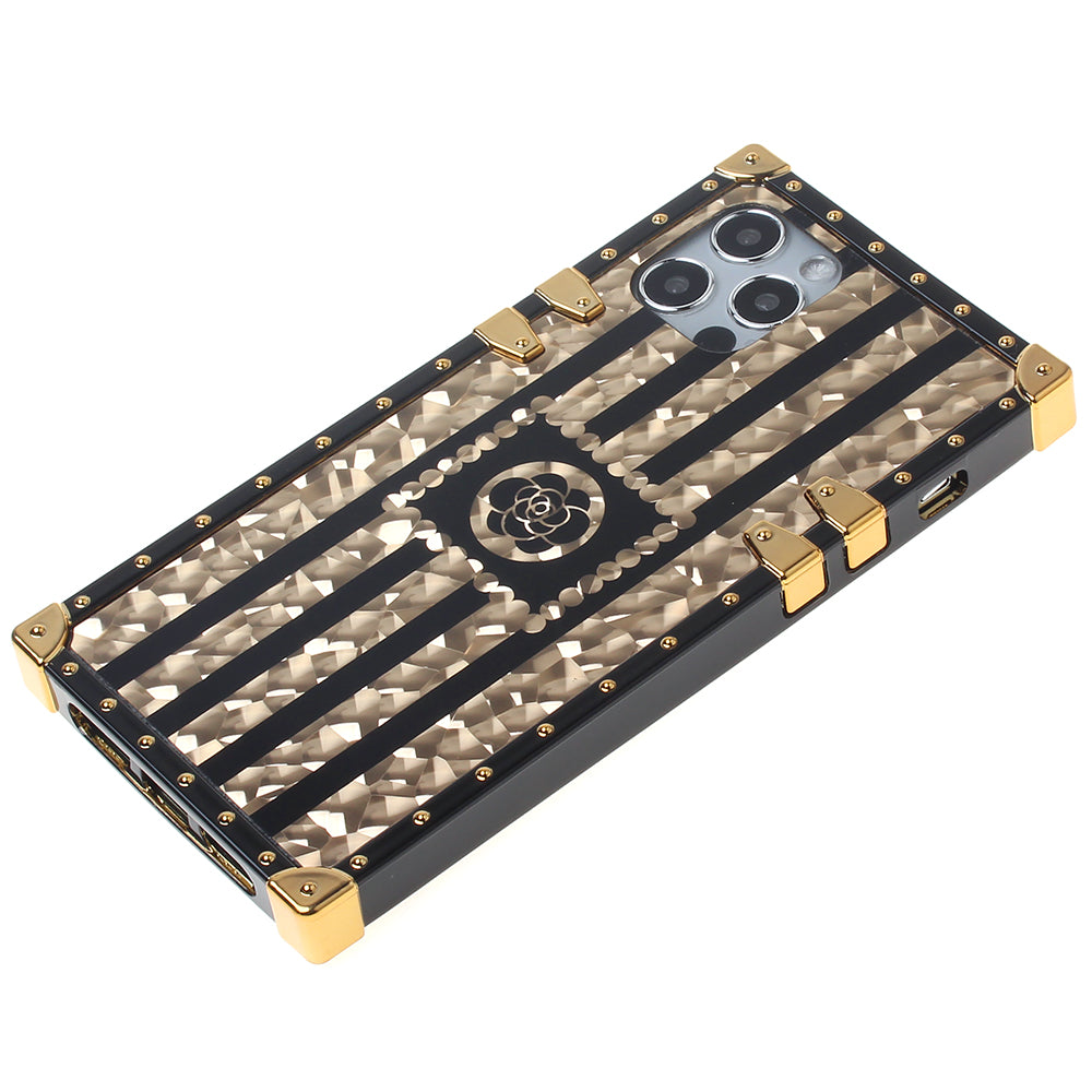 Iphone 12 / 12Pro (6.1 Inch) Design Case Gold Black Stripes