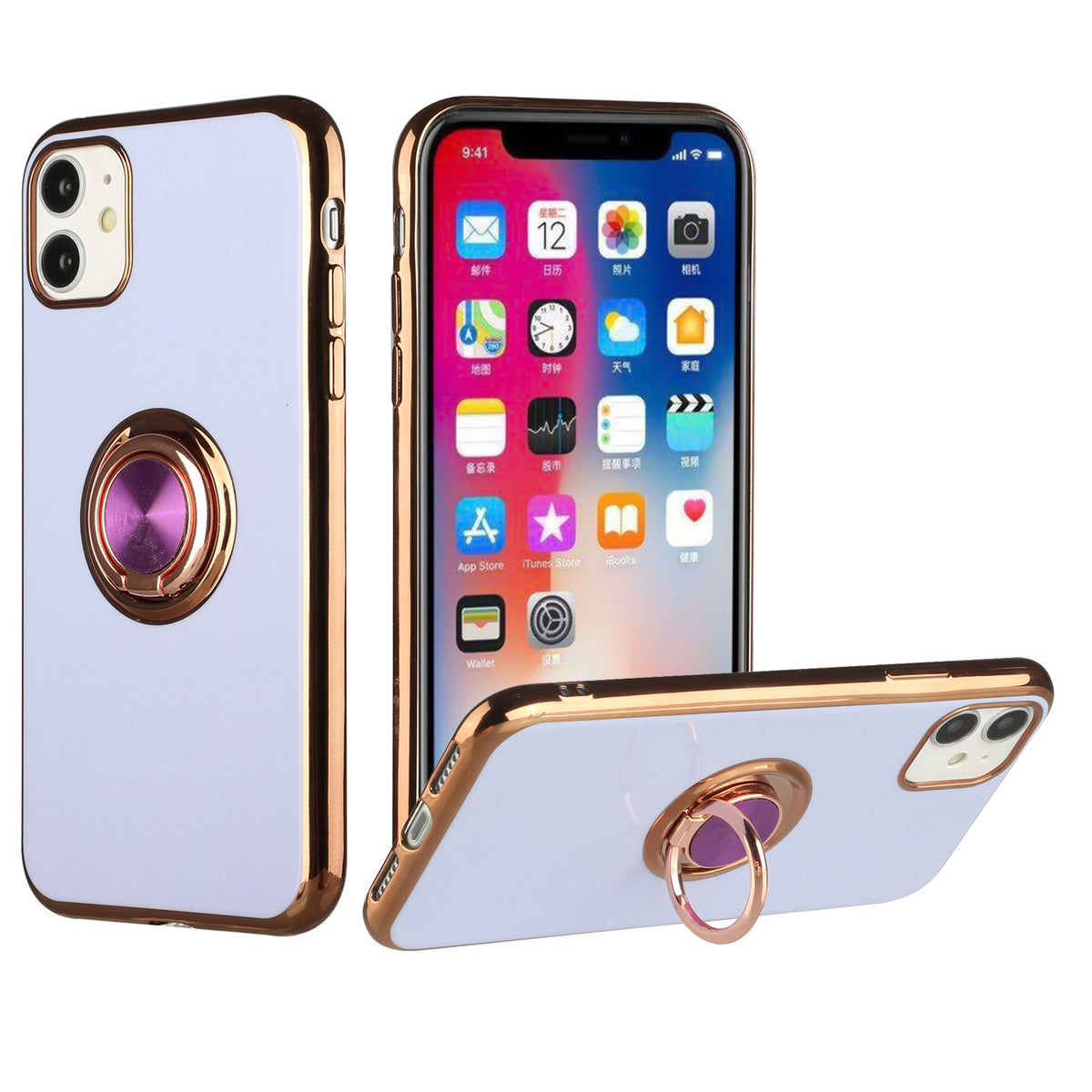Iphone 13Pro (6.1 Inch) Chrome Ring Case Purple