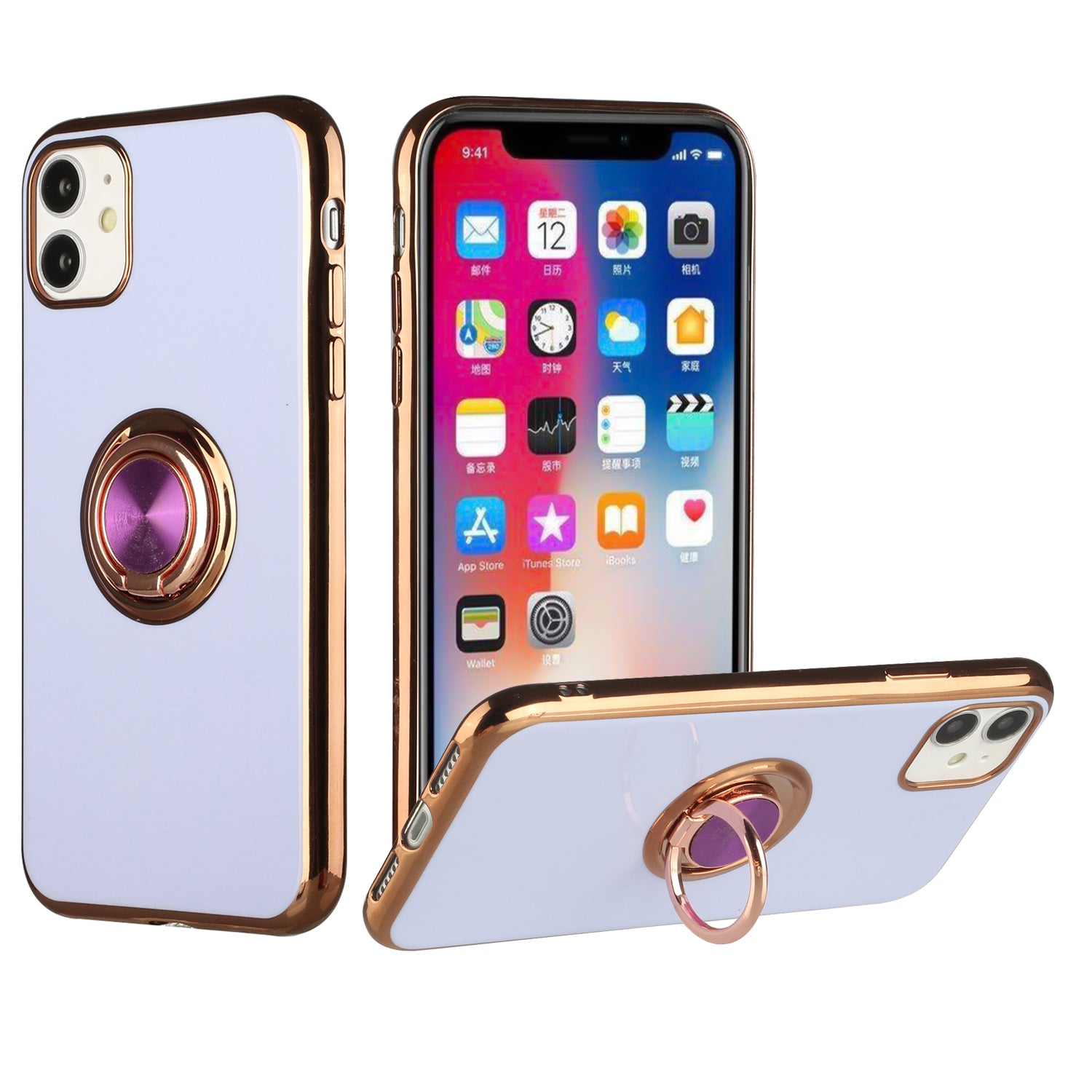 Iphone 13Pro (6.1 Inch) Chrome Ring Case Purple