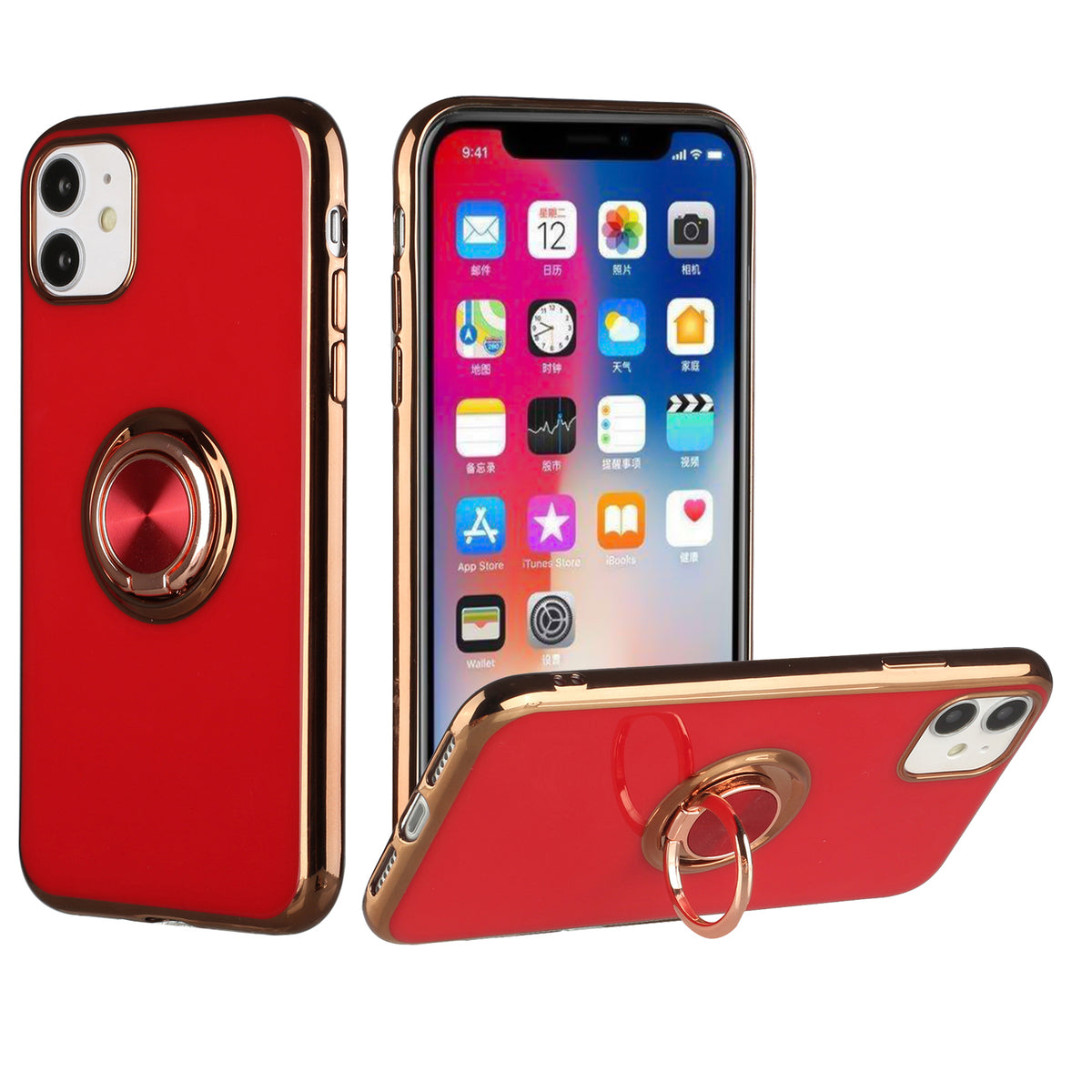 Iphone 13Pro (6.1 Inch) Chrome Ring Case Red