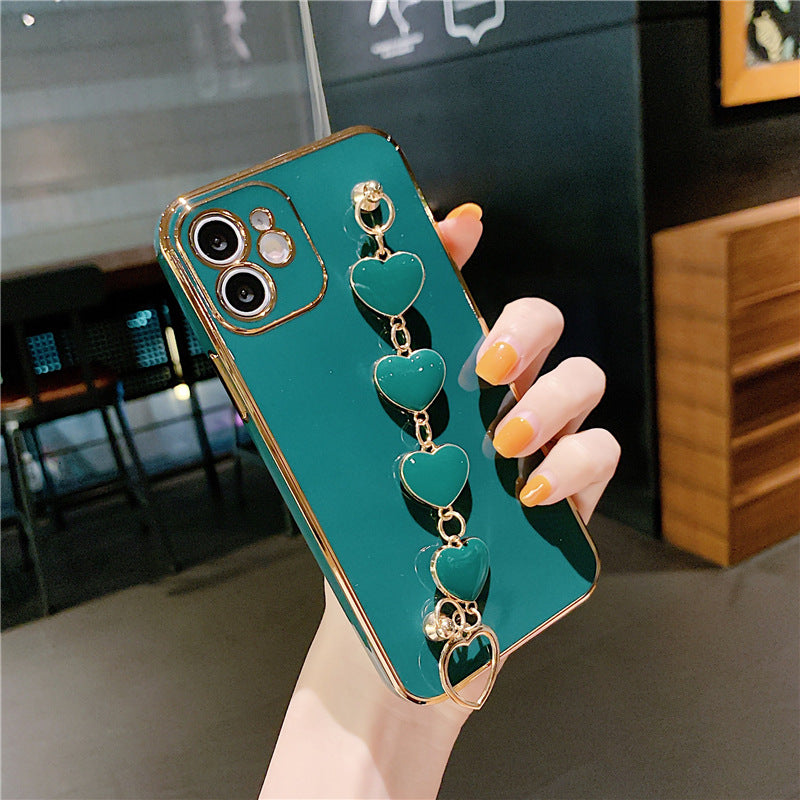 Iphone 13Pro (6.1 Inch) Heart Chain Bracelet Case Green
