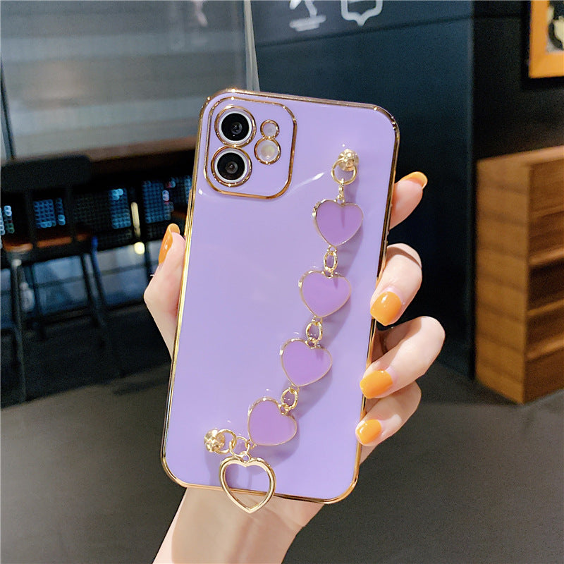 Iphone 13Pro (6.1 Inch) Heart Chain Bracelet Case Purple