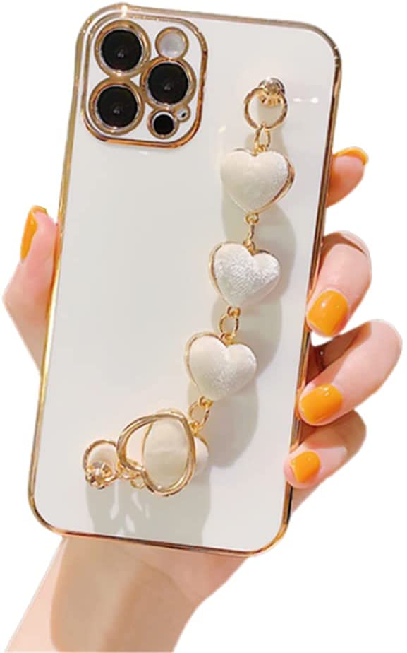 Iphone 13Pro (6.1 Inch) Heart Chain Bracelet Case White