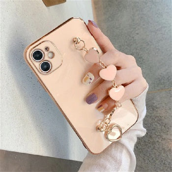 Iphone 13Pro (6.1 Inch) Heart Chain Bracelet Case Rose Gold