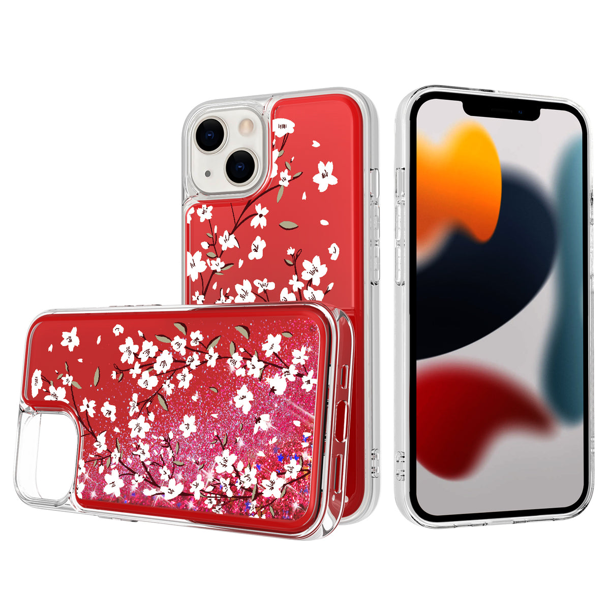 Iphone 13Pro (6.1 Inch) Cherry Blossom Water Floating Case Red