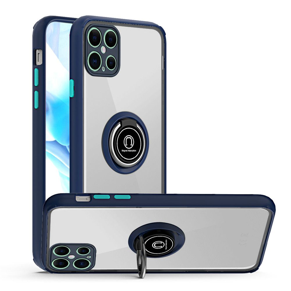 Iphone 11Pro Max (6.5 Inch) Tpu Clear Ring Case With Border Blue