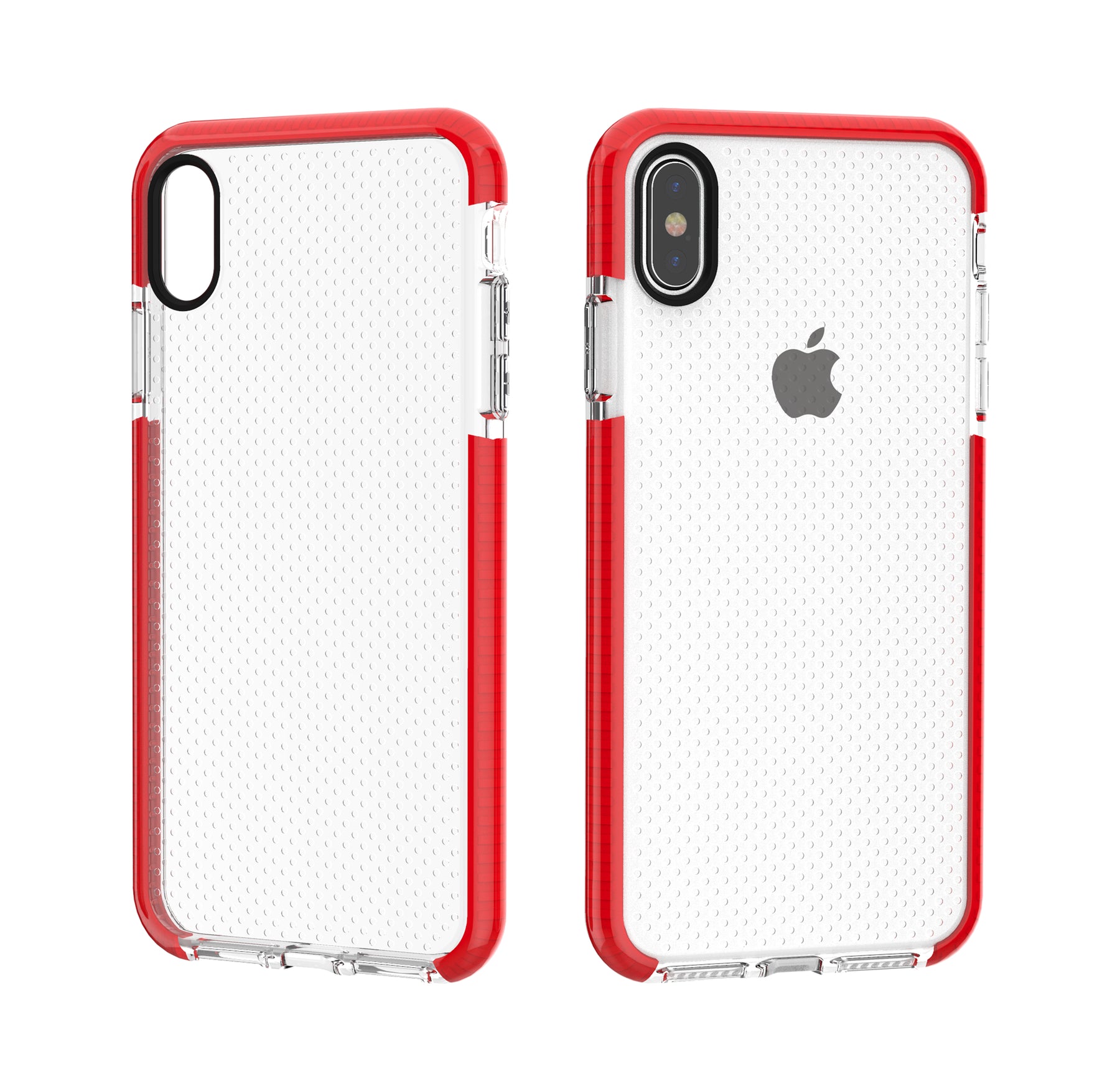 Iphone Xs Max Clear TPU case with border Red