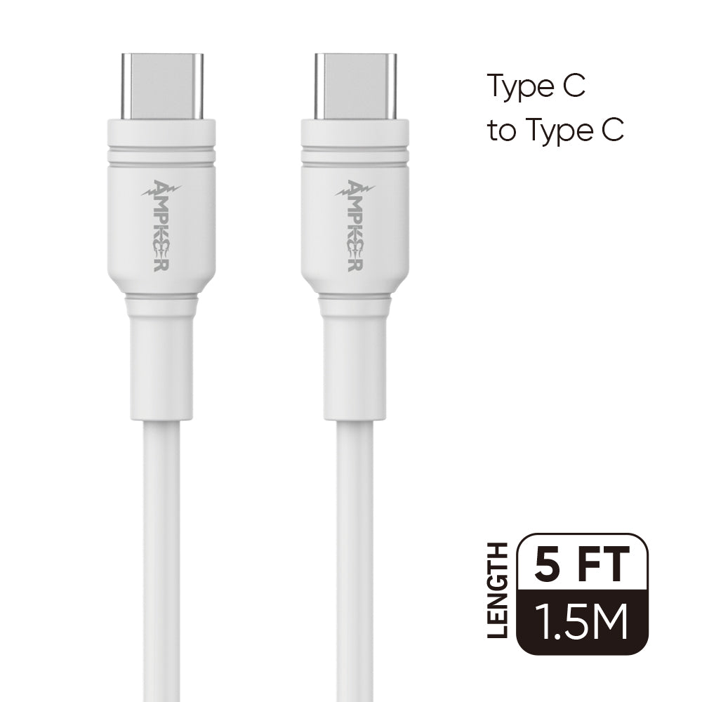 Caricabatterie Rapido FIFO Da Muro Con 2 Porte (USB + Type-C) E Cavo C-to-C 5 Piedi Incluso