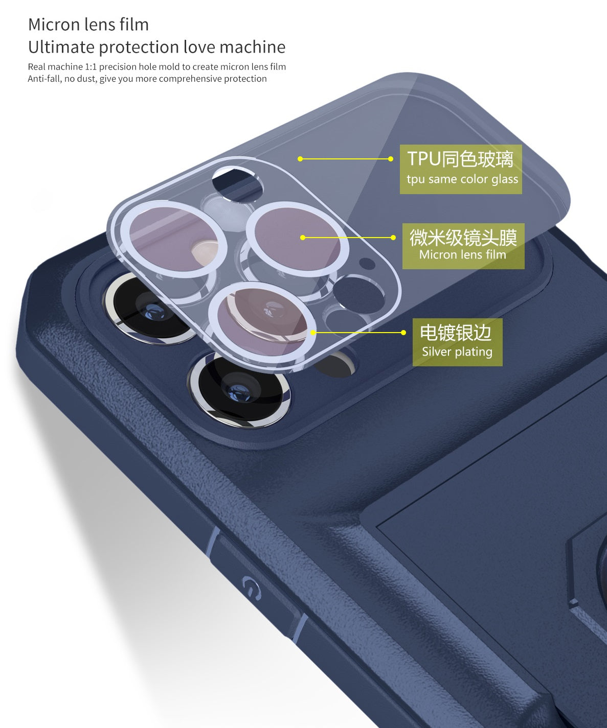 Iphone 13 (6.1Inch) Slider Lens with Card Slot Ring Case Black