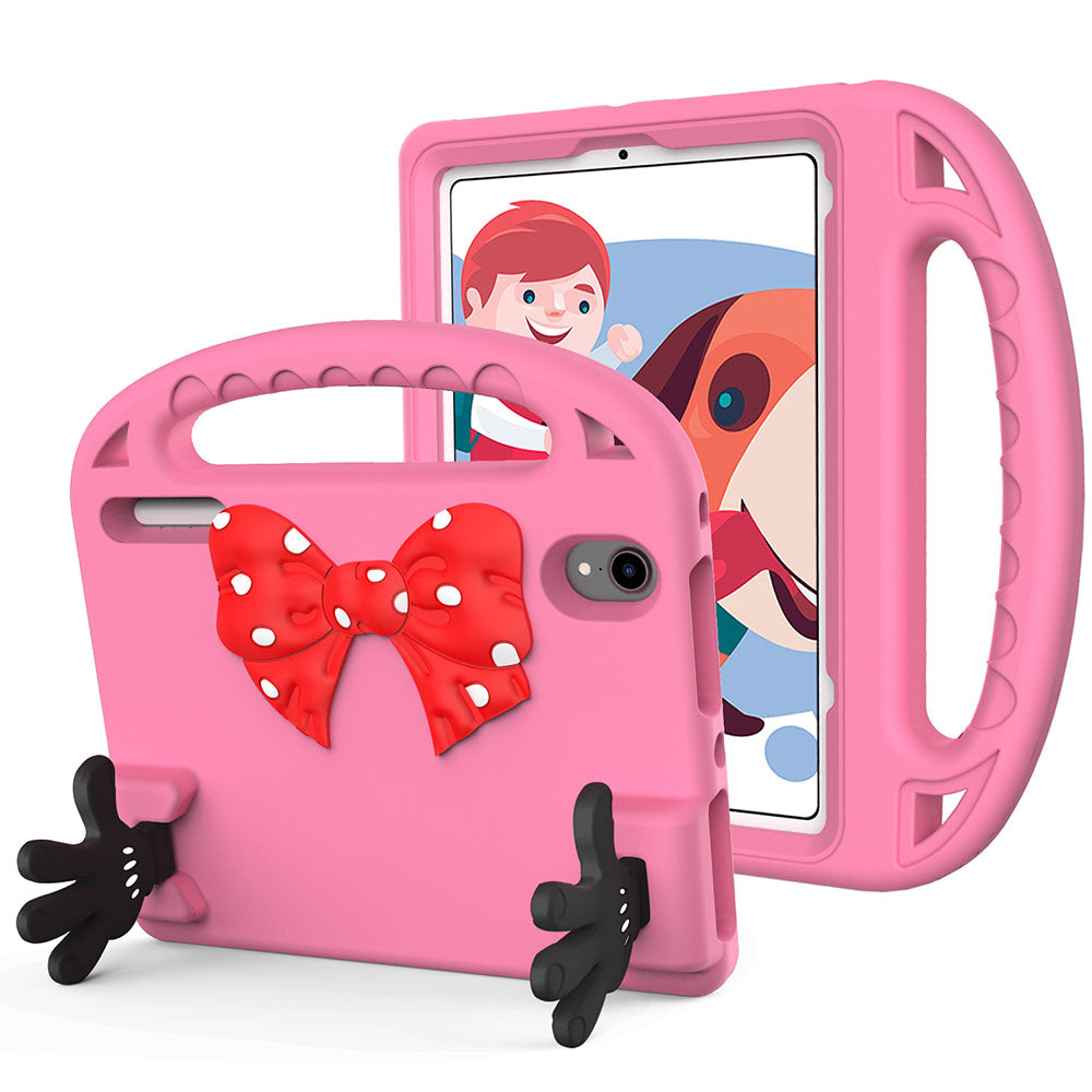 Apple Ipad 10.2 / 10.5 Inch Handle Case with Bow and Hands as Kickstand Hot Pink