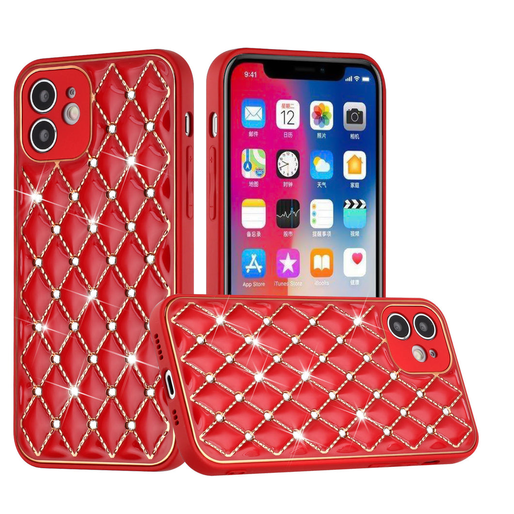Iphone 13Pro (6.1 Inch) Cross Stitch With Diamond Case Red