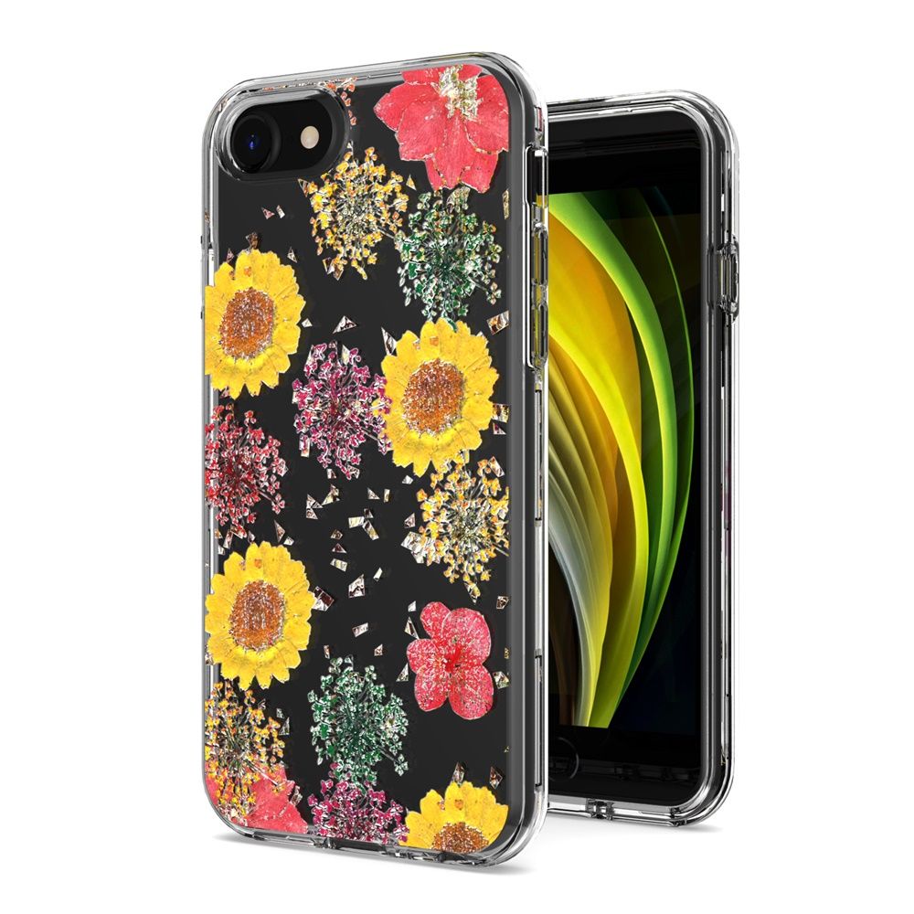 Iphone 7 / 8 / SE Clear Case with Flower Design Pink