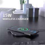 ESOULK - Qi 15W Fast Wireless Charging Pad with Charging Cable 5FT [EW06]- Black