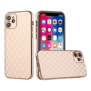 Iphone 12 / 12Pro (6.1Inch) Checkered Design Case With Camera Lens Protection Beige