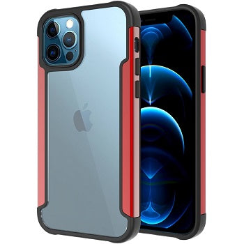 Iphone 12Pro Max ( 6.7 Inch) Tpu Clear Case with Border Red