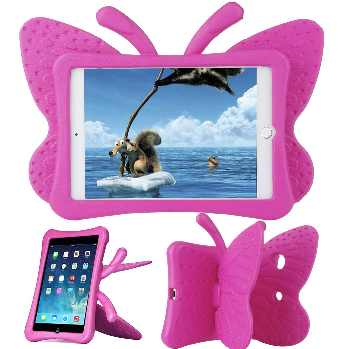 Apple Ipad Mini6 Handle Case with Bow and Hands as Kickstand Blue
