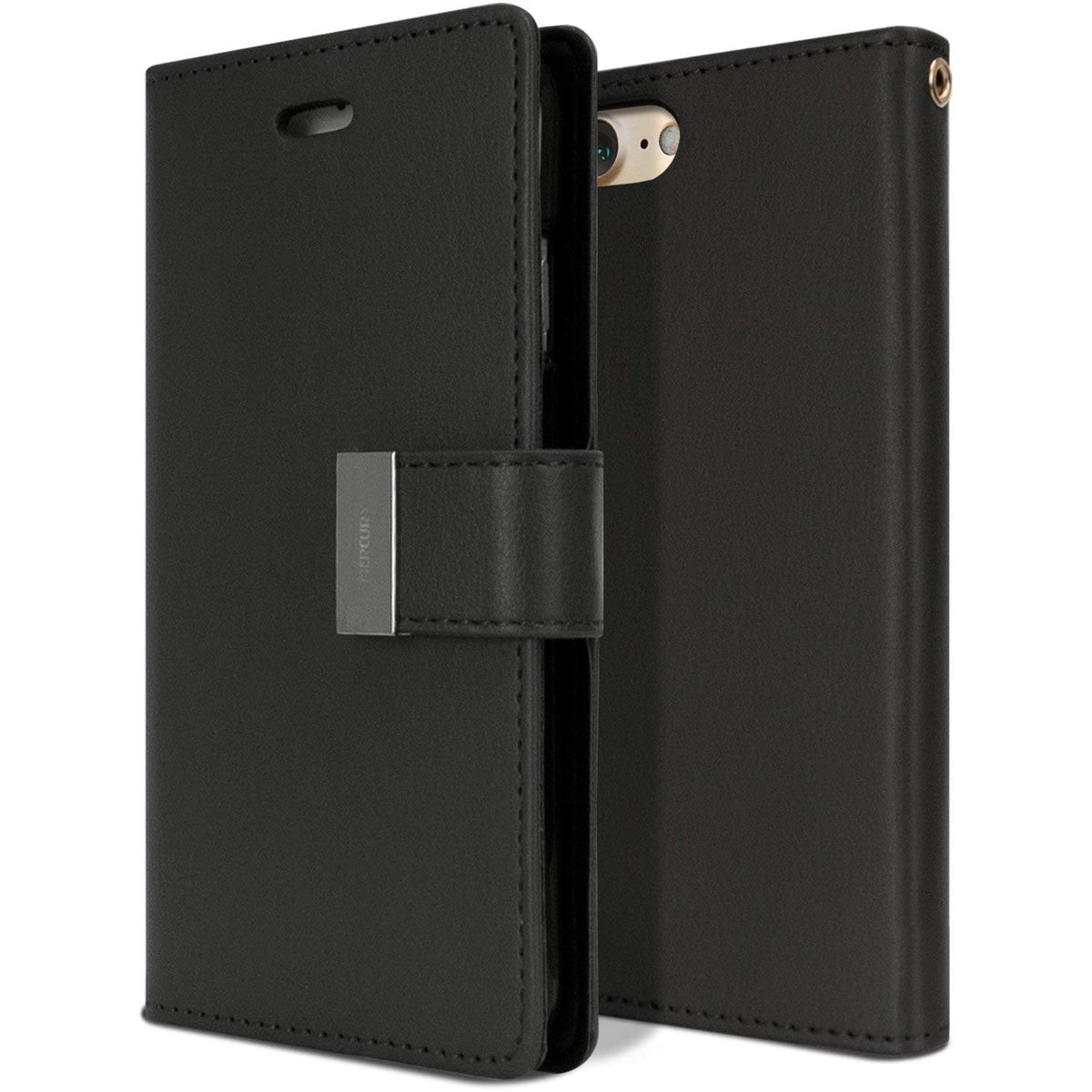 Iphone 7 / 8 / SE Wallet Flip Case with Card Slots Black