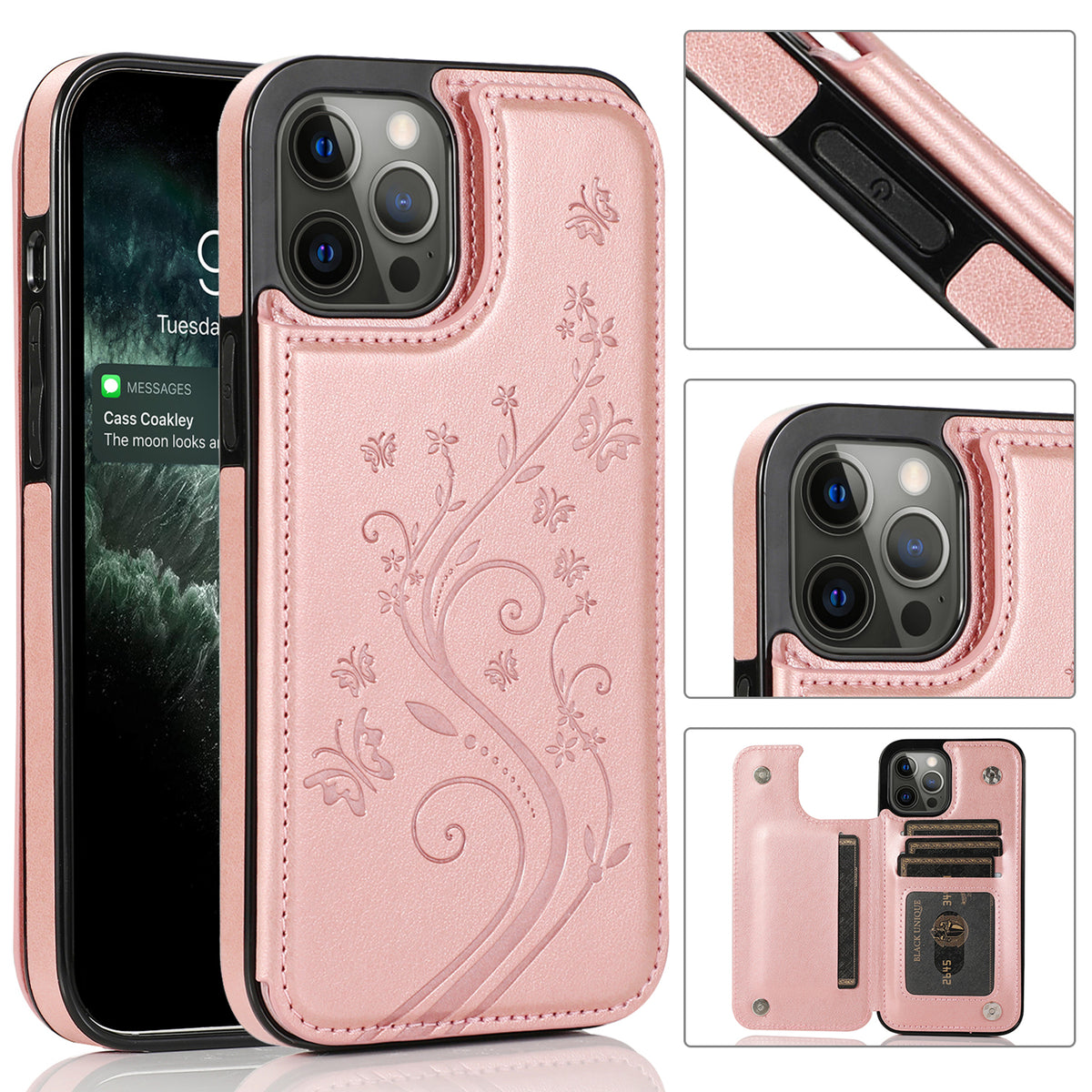 Iphone 12Pro Max ( 6.7Inch) Backflip Design Leather Case Rose Gold