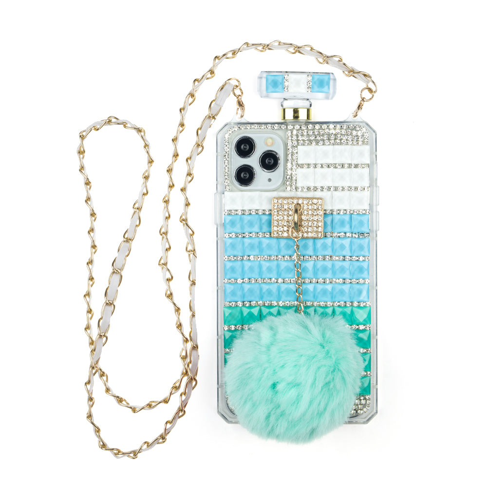 Iphone 12 / 12Pro (6.1 Inch) Perfume Bottle Diamond Case Teal Shades