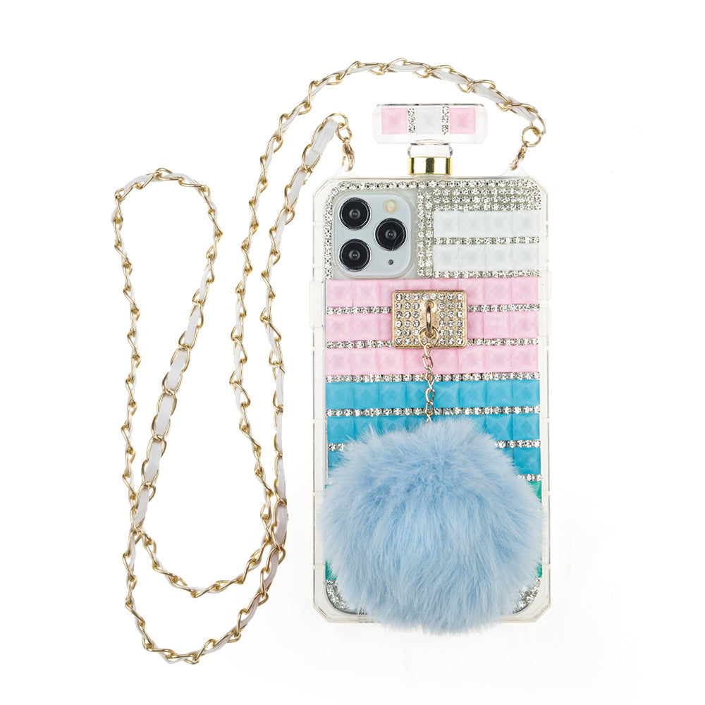 Iphone 12 / 12Pro (6.1 Inch) Perfume Bottle Diamond Case Teal Pink