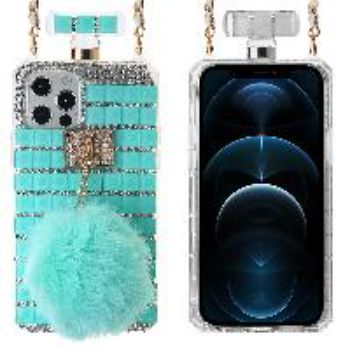 Iphone 11Pro Max (6.5 Inch) Perfume Bottle Diamond Case In Teal Stripes