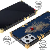 Iphone 12 / 12Pro (6.1 Inch) Peacock Feather Diamond Design Case Blue