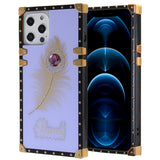 Iphone 12 / 12Pro (6.1 Inch) Peacock Feather Diamond Design Case Purple
