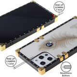 Iphone 12 / 12Pro (6.1 Inch) Peacock Feather Diamond Design Case White
