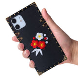 Iphone 12 / 12Pro (6.1 Inch) Fabric Design Case Flowers On Black