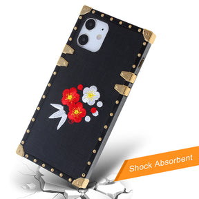 Iphone 12 / 12Pro (6.1 Inch) Fabric Design Case Flowers On Black