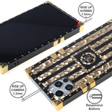 Iphone 12 / 12Pro (6.1 Inch) Design Case Gold Black Stripes