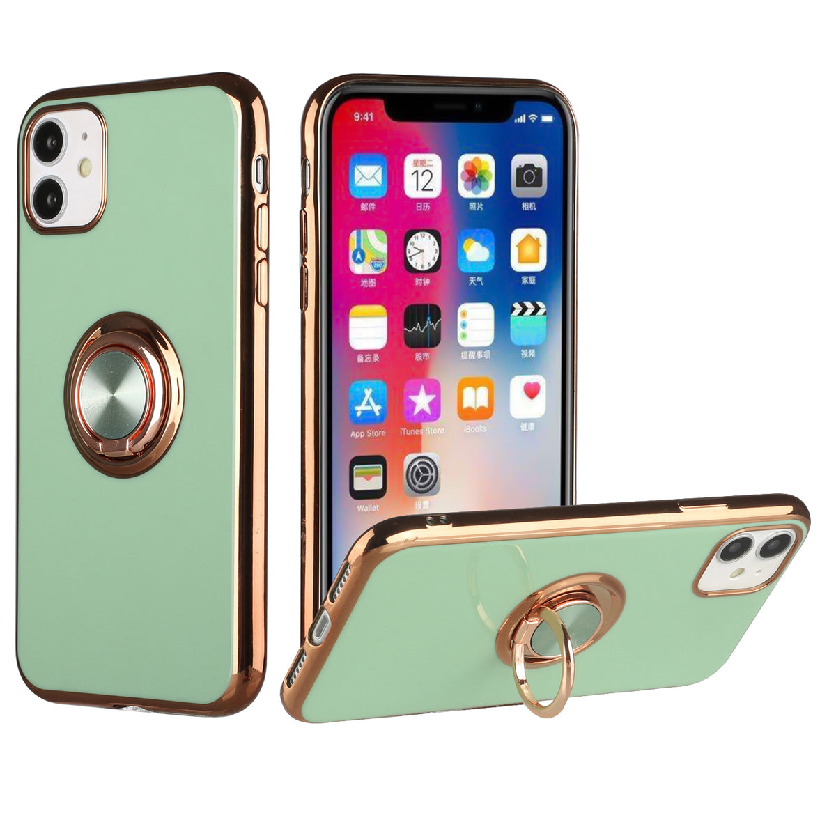 Iphone 13Pro (6.1 Inch) Chrome Ring Case Green
