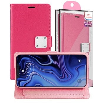 Iphone 7 / 8 / SE Wallet Flip Case with Card Slots Hot Pink