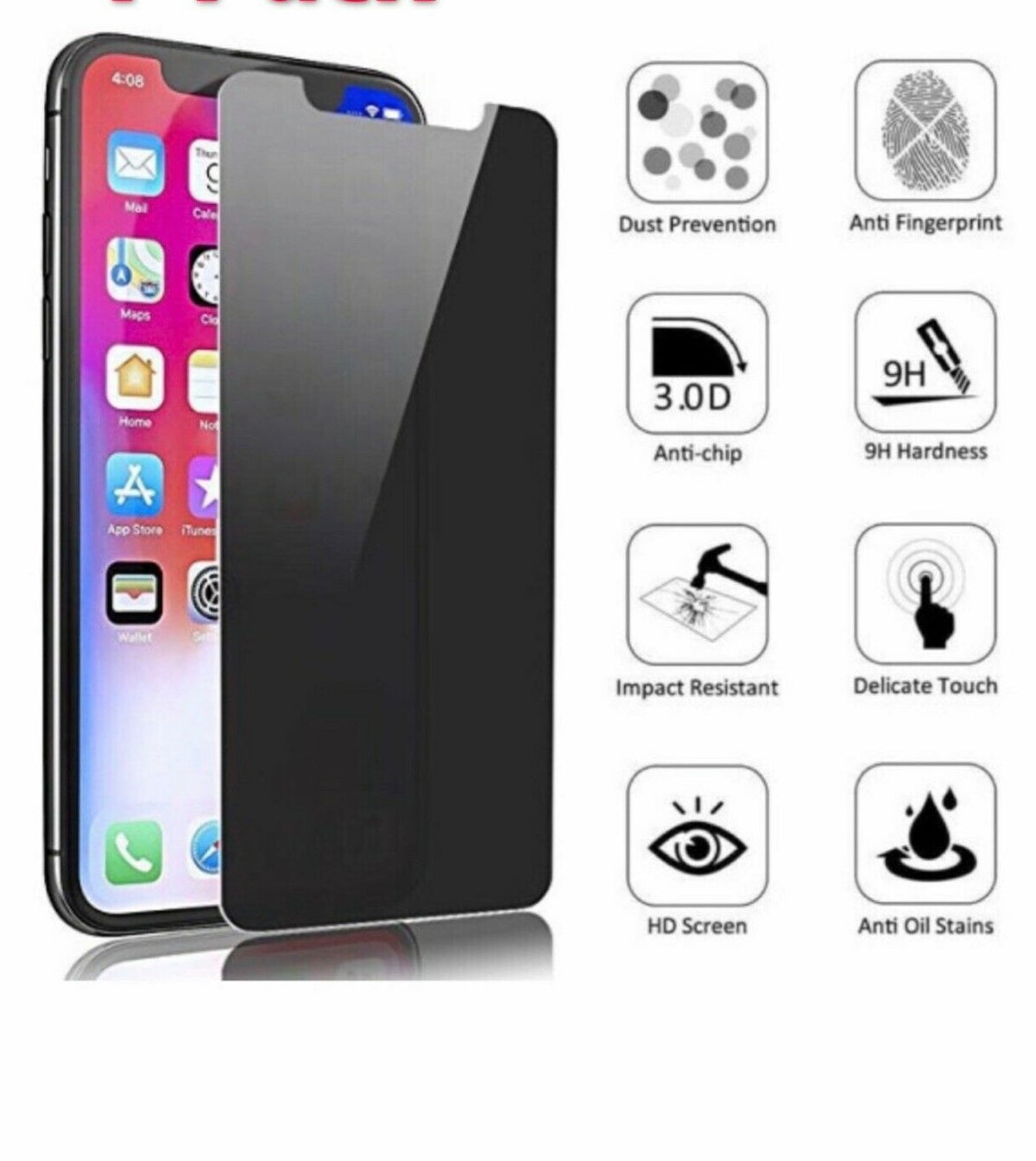 Iphone 11Pro Max/ Xs Max (6.5") Privacy Tempered Glass Screen Protector (2.5D)