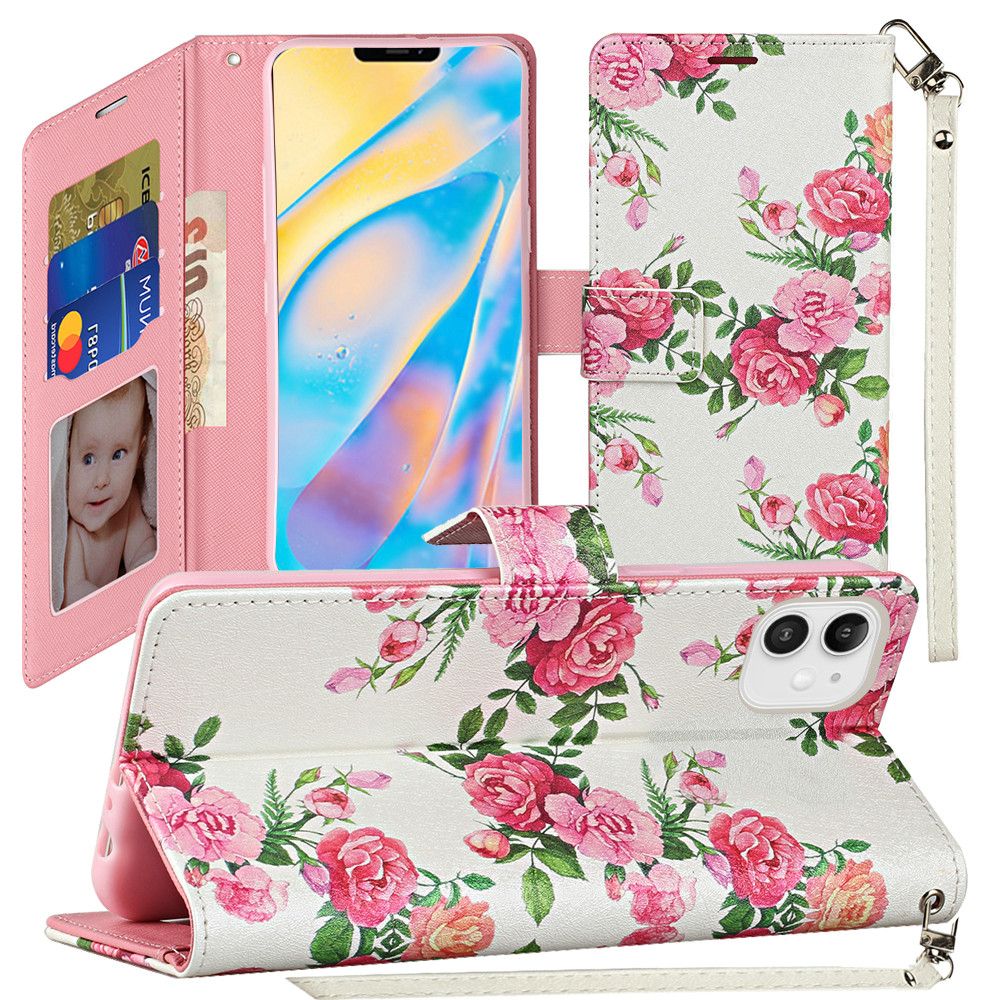 Iphone 12Mini (5.4 INCH) Wallet Flip Case With Card Slots Flowers