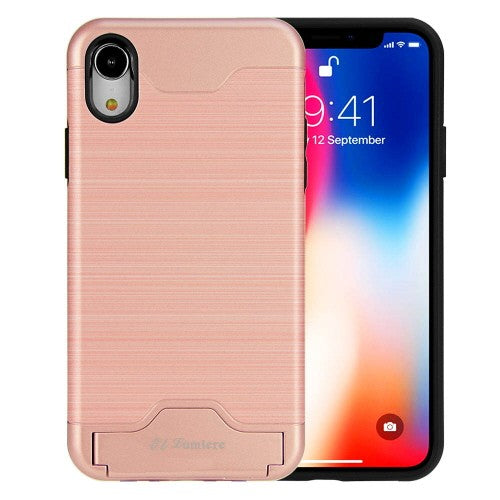 Iphone Xs Max Shield Line Hidden Pocket For Cards Case In Rose Gold