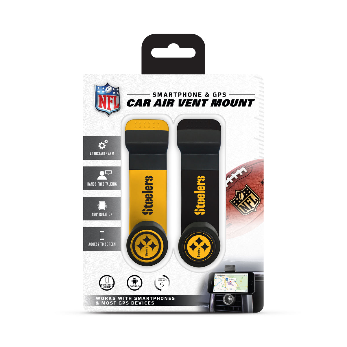 Prime Brands Car Vent Mount NFL Pittsburg Steelers- Dual Pack