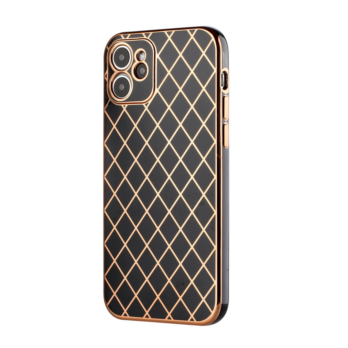 Iphone 12 / 12Pro (6.1Inch) Checkered Design Case With Camera Lens Protection Black