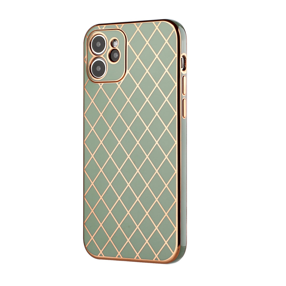 Iphone 12 / 12Pro (6.1Inch) Checkered Design Case With Camera Lens Protection Green