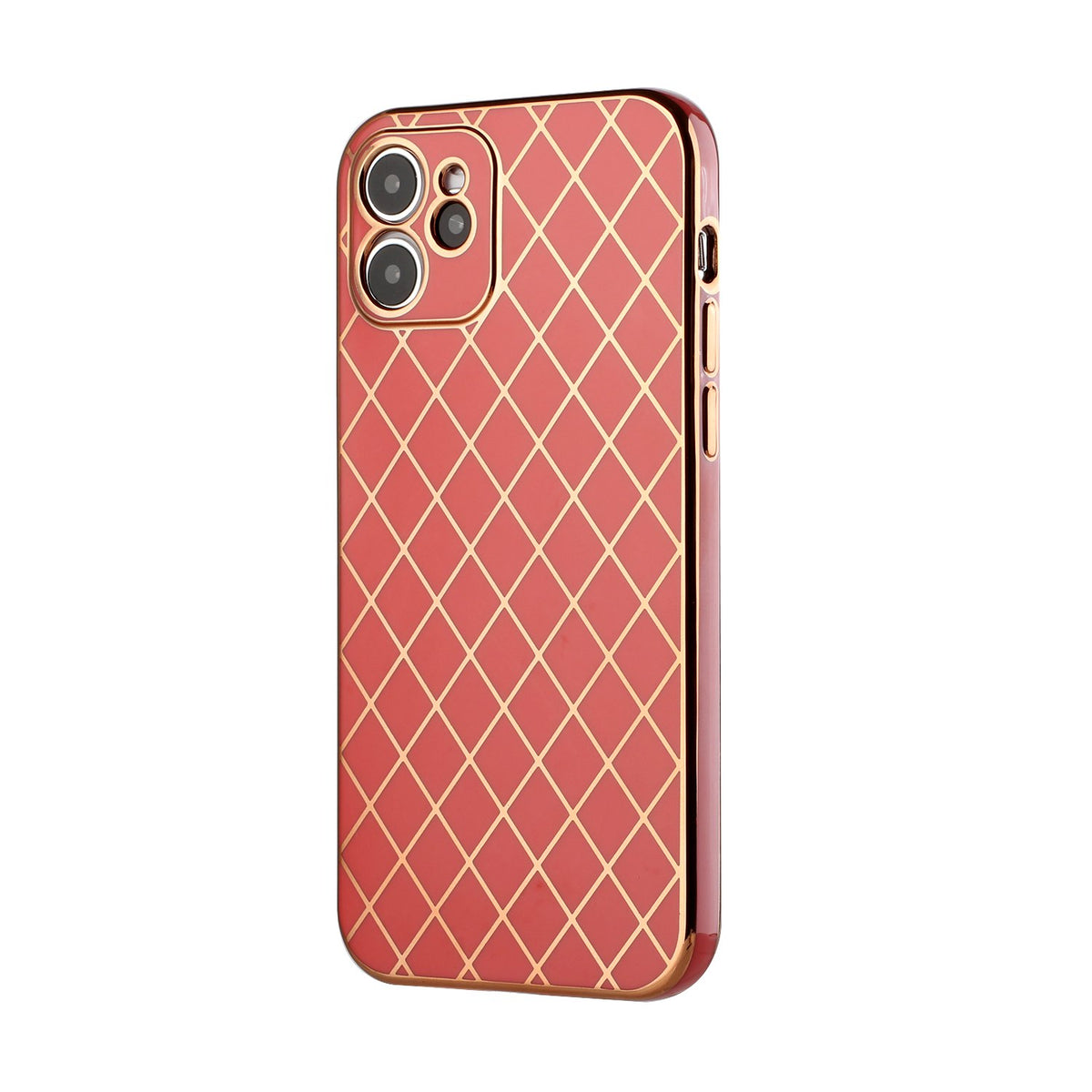 Iphone 12 / 12Pro (6.1Inch) Checkered Design Case With Camera Lens Protection Red