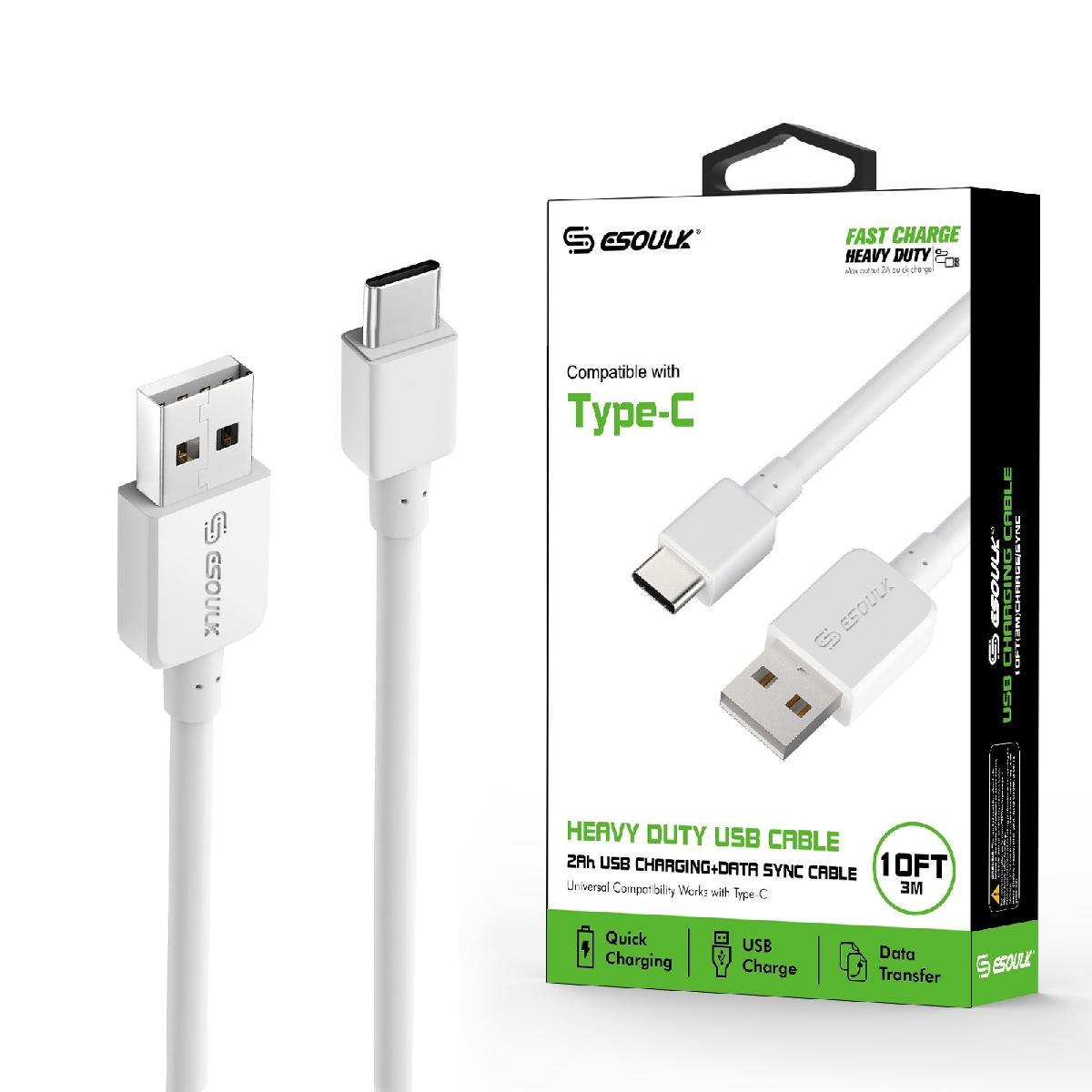 Esoulk 10Feet Charging Cable For Type C In White