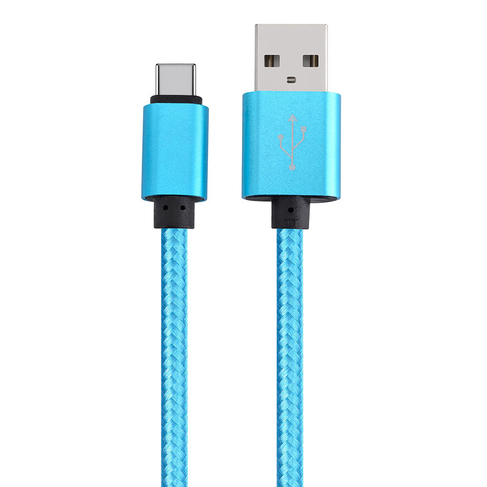 Nylon Braided Charging Cable For Type-C In Blue