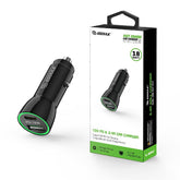 Esoulk Type-C & USB Port - 18W PD & 2.4A Car Adaptor Black