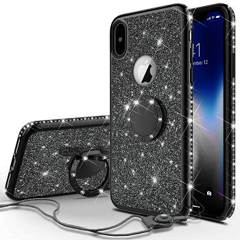Iphone Xs Max Shimmer Ring Case Black