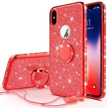 Iphone Xs Max Shimmer Ring Case Red