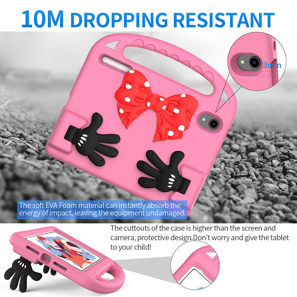 Apple Ipad 10.2 / 10.5 Inch Handle Case with Bow and Hands as Kickstand Hot Pink